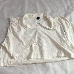 Wild Fable White Short Sleeved Collared Crop